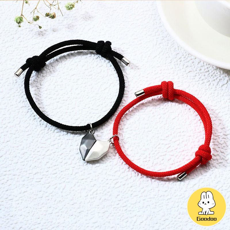 Baru Hitam Dan Putih Cinta Berharap Batu Pasangan Gelang Jahitan Magnetik Gelang Dikepang -Doo