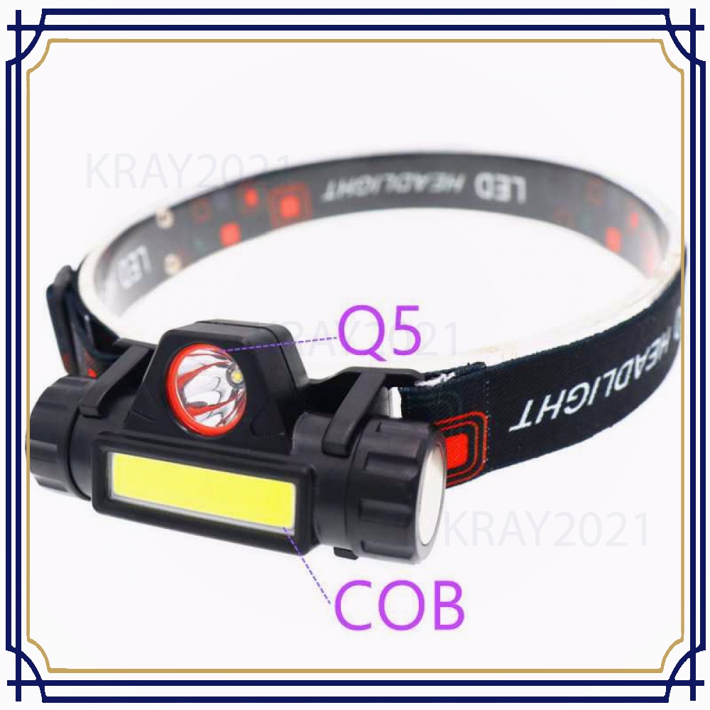 TaffLED Senter Kepala LED Headlight USB Rechargeable Q5 + COB - LE022