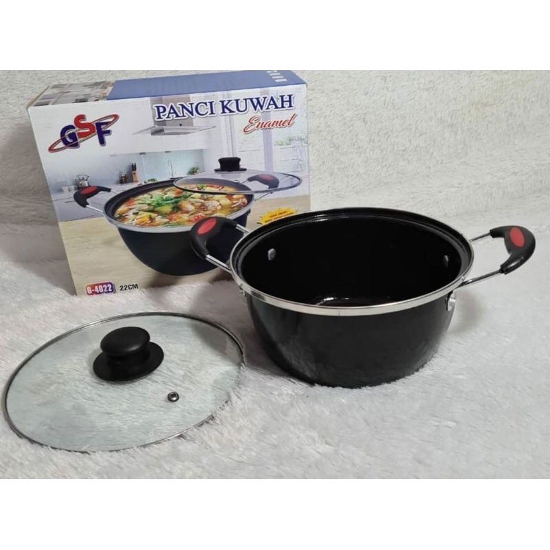 PANCI KUAH ENAMEL GSF PANCI KUWAH GSF PANCI ANTI LENGKET PANCI SERBAGUNA PANCI TUTUP KACA FREE PACKING BUBBLE VD