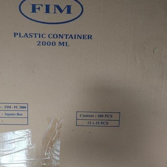 Food Container/Thinwall 2000 ml Square + Tutup Warna Biru Muda FIM