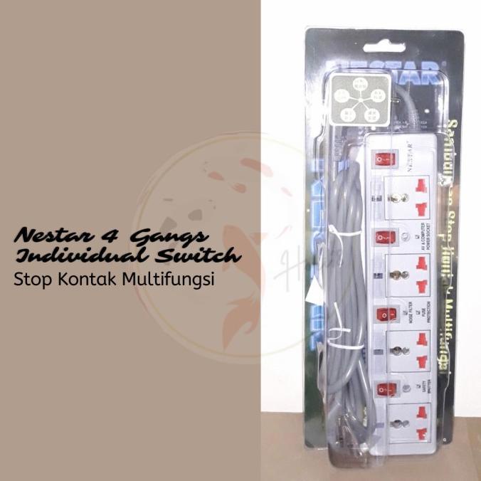 Stop Kontak Nestar Winstar 4 Lubang Grey/Colokan Listrik ready shipping