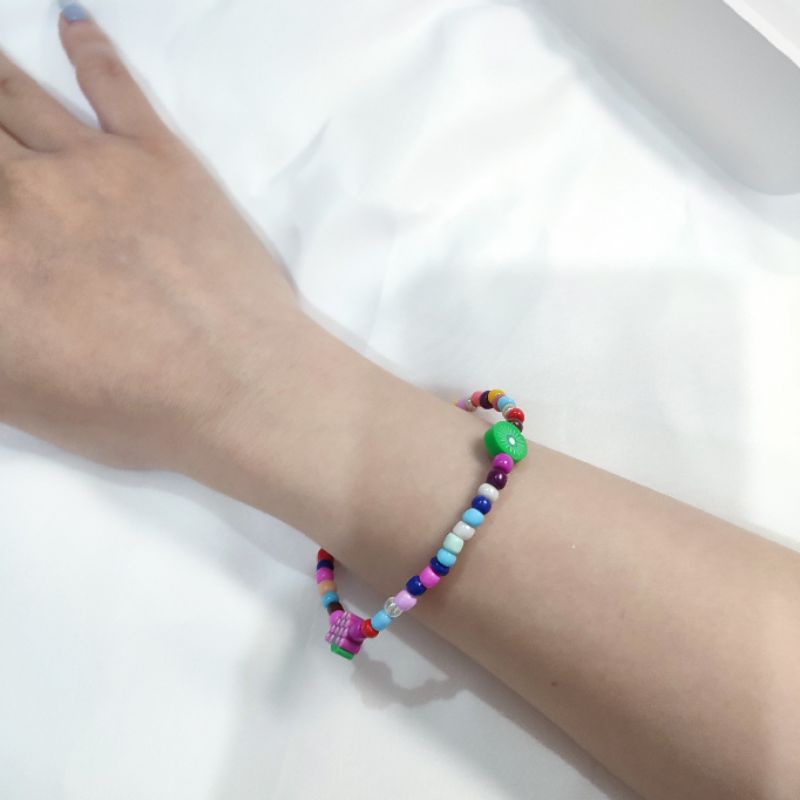 Gelang Beads Buah Buahan Elastis Fruit Elastic Bracelet Aneka Buah Bohemian Boho Style