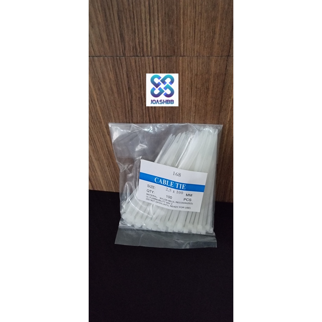 Kabel Ties 168* full 2.5 x100mm 150mm 200mm isi 100bh Putih dan hitam / Cable Tie/ Pengikat Kabel/ Dasi Kable