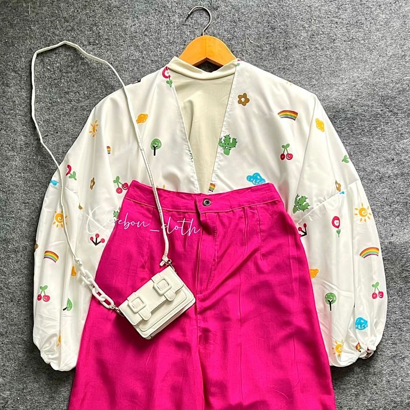 ONE SET KIYOWO OUTER MOTIF PART 1 / ROK SERUT CRINKLE / CELANA CRINKLE (Cirebon Cloth)-o.kiywo celna fuscia
