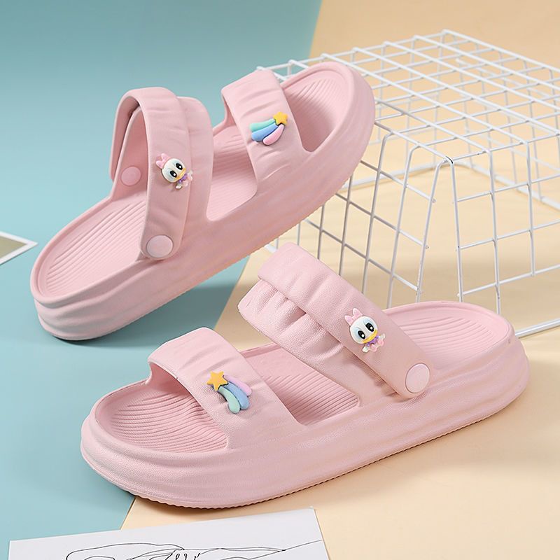 Sandal Jisso Pelangi Disney Casual Tali Slip On Wanita Import High Quality