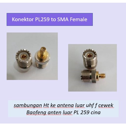 Konektor PL259 to Sma female sambungan Ht ke antena luar uhf f cewek Baofeng anten luar PL 259 cina 