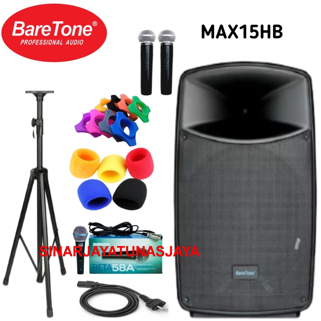 Speaker Portable Meeting BARETONE MAX15HB 600 WATT ORIGINAL FREE BONUS