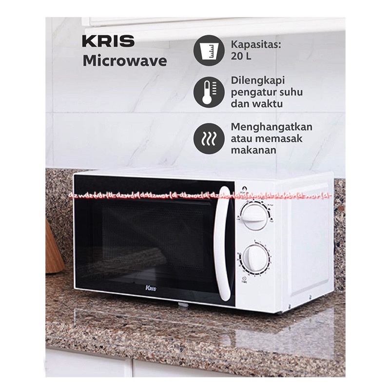 Kris Microwave White 20L Alat Menghangatkan Memanaskan Memasak Makanan Pengatur Suhu Waktu Krisbow M