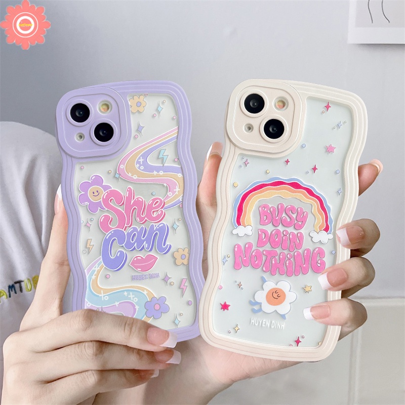 Soft Case Motif Pelangi Untuk OPPO A17 A16 A12 A15s A7 A5s A15 A57 A55 A1K A17k Reno 5 6 7 8 4F 4Lite A96K A95 A54 A76 F9 A16 A33E A53 A52 A3s A16 Cover Pelindung Bahan TPU