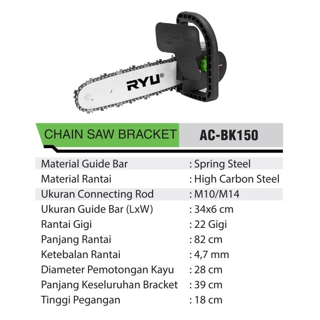 Adaptor Chainsaw Mini RYU - Converter Gergaji Potong Kayu Chain Saw 11,5"