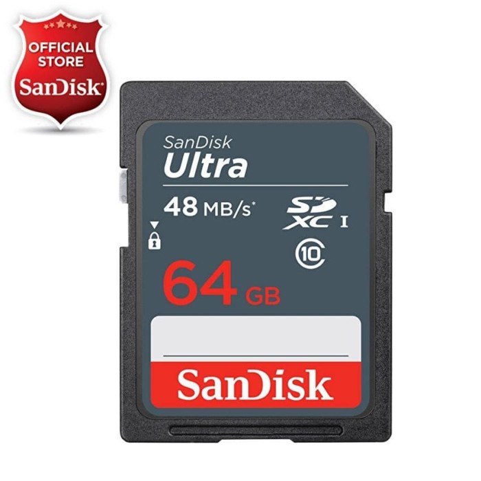 

SDHC Sandisk CL10 - 64GB (Speed 48Mb)