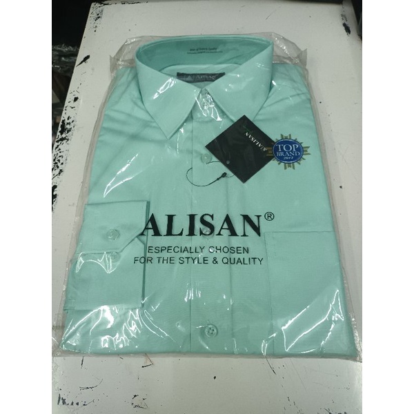 Kemeja Alisan Lengan Panjang Warna Hijau dan Aqua