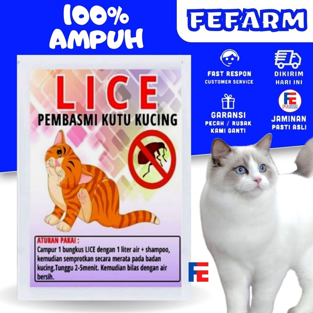 Obat Anti Kutu Kucing Pembasmi Kutu Kitten Cat LICE FEFARM