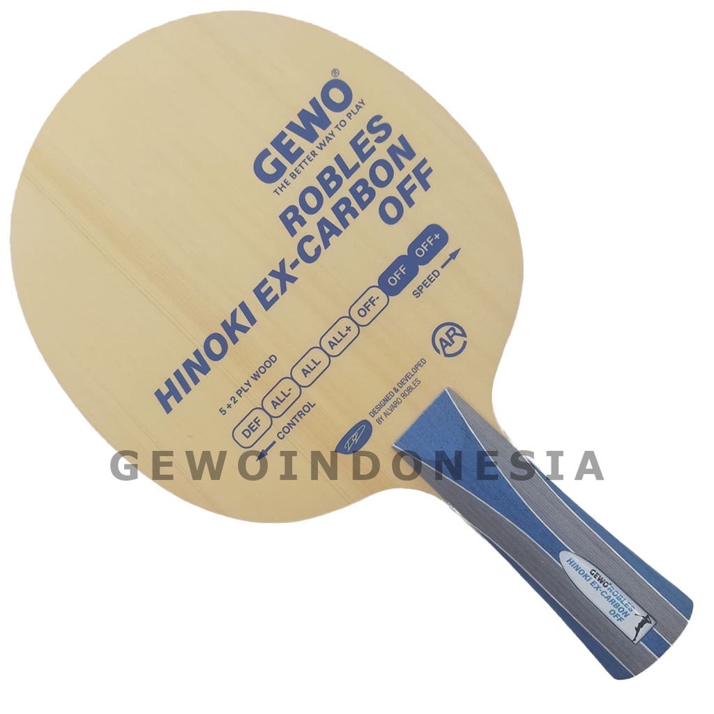 Gewo Robles Hinoki Ex-Carbon OFF - Kayu Pingpong Blade Tenis Meja Bet Bat Offensive