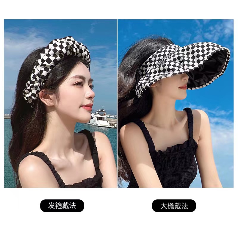 (Hello Girl) MZ26 Topi Anti UV Motif Catur Kekinian Gaya Korea Import