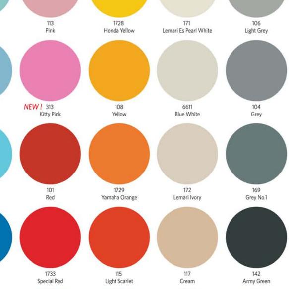 PYLOX NIPPON PAINT PUTIH HITAM CLEAR SILVER GOLD PINK BIRU MERAH CREAM