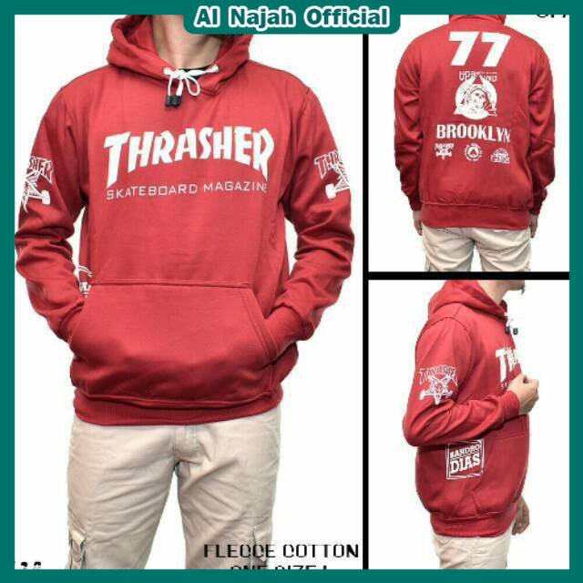 Jaket Sweater Hoodie Thrasher Sweater Pria Wanita Fashion Terbaru Distro Unisex All Size