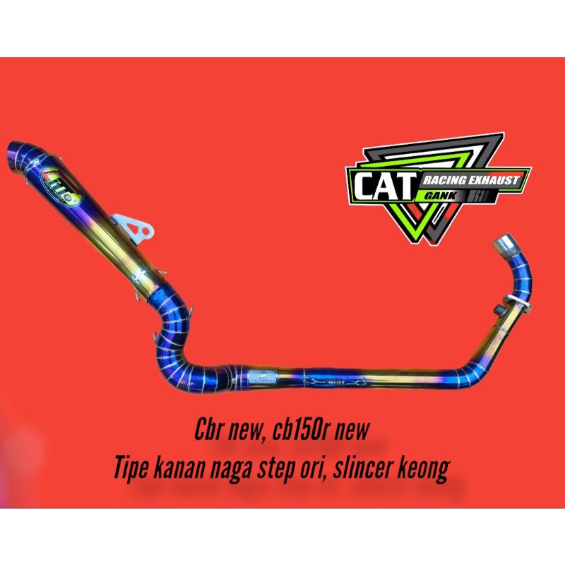 knalpot cat racing exhaust untuk cbr new cb150r new knalpot kanan naga step standart step ori bluemo