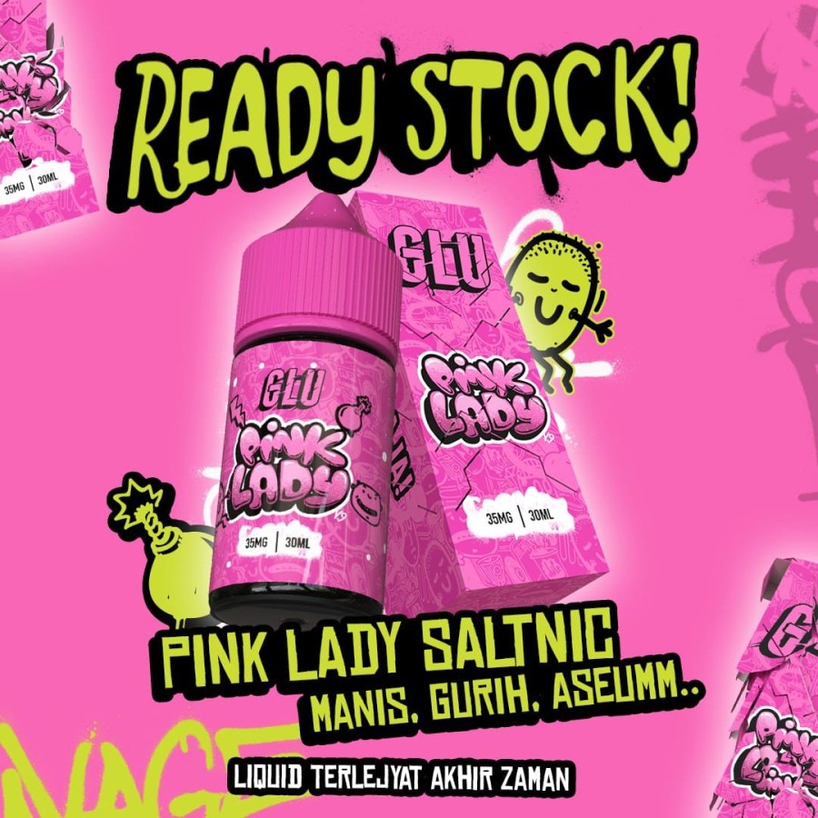 LIQUID GLU V9 SALT NIC - GLU PINK LADY SALTNIC - 30ML