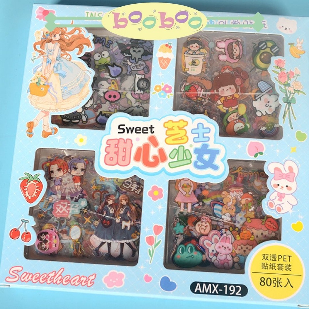 

paket sticker isi 80 pcs Stiker karakter perempuan kawai Lucu Anti Air Dekorasi Handbook journaling Scrapbook DIY | TOKOBOOBOO |