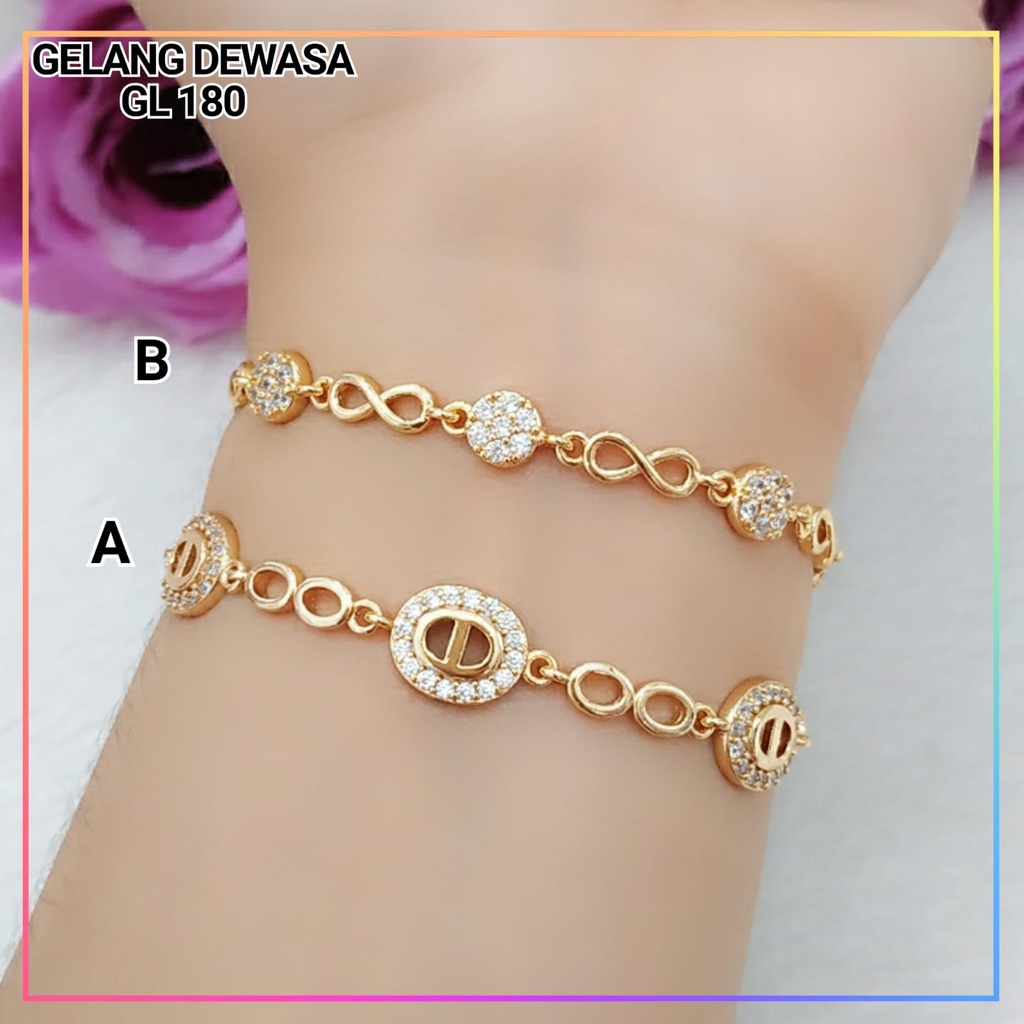 Gelang xuping gelang jurai rantai bunga permata zirqon cantik perhiasan lapis emas gold GL 180