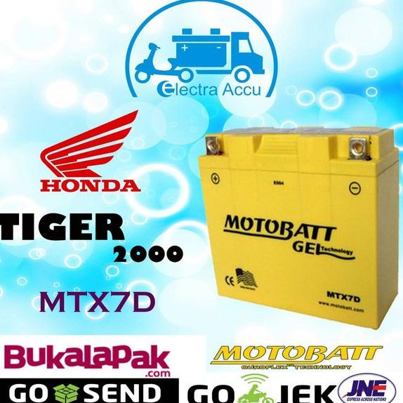 Aki Motor Honda Tiger 2000 MTX7D Motobatt Aki Kering