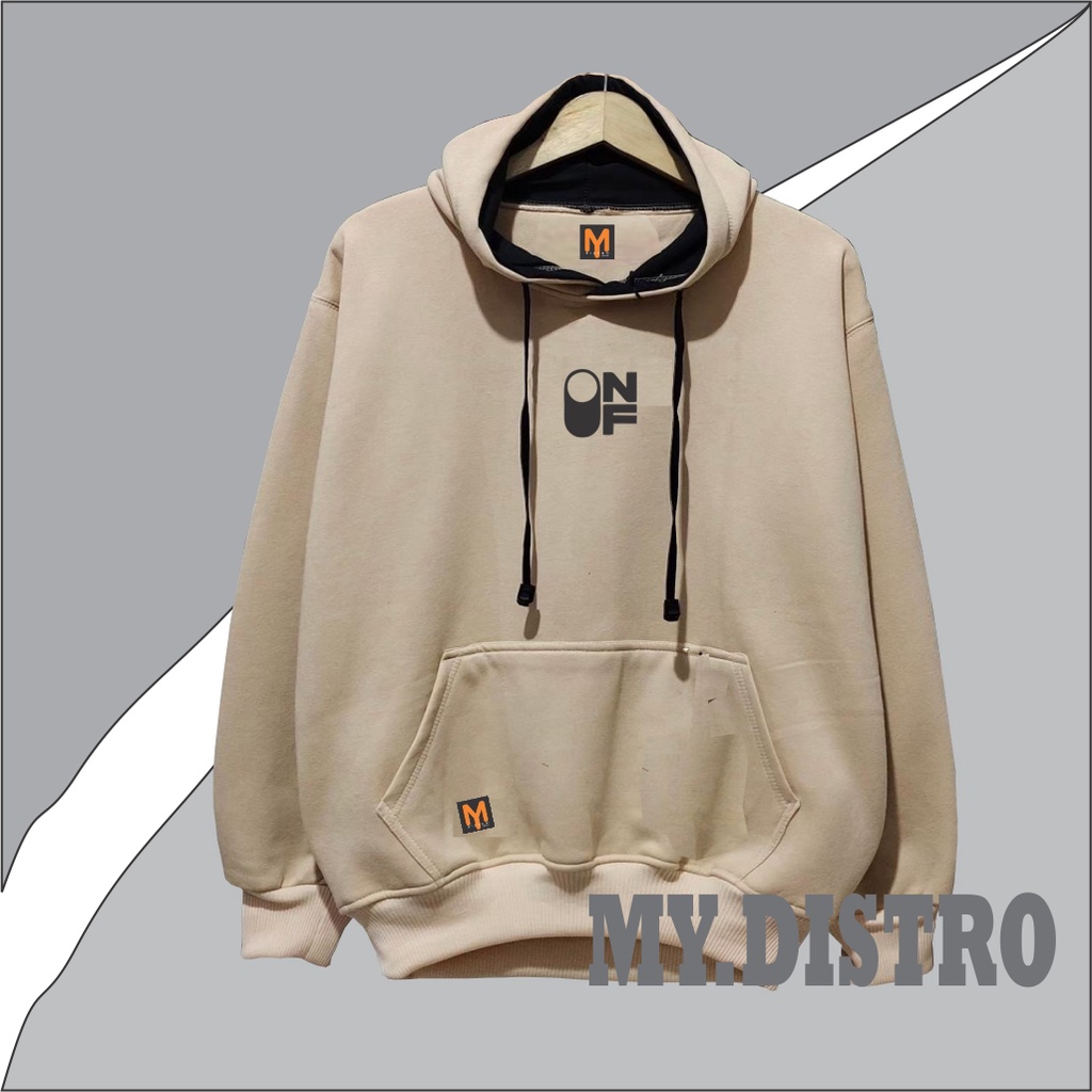 switer hudie pria terbaru on off hoodie sweater brand original bandung terlaris size jumbo oversize hitam cream hijau mint