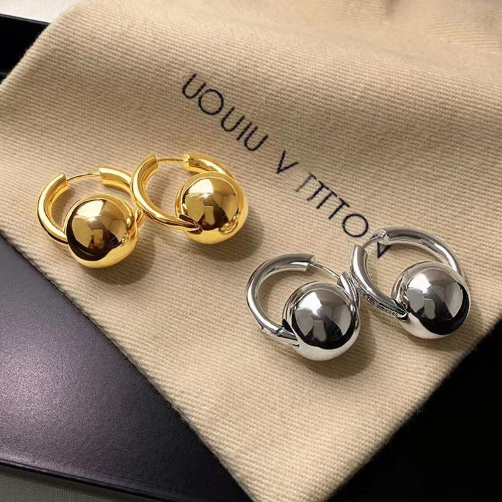 Mxbeauty Anting Hoop Logam Elegan Perhiasan Wanita Temperamen Tindik Gaya Korea Anting