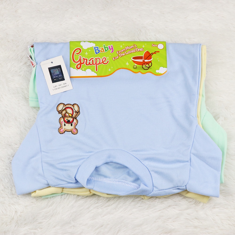 Paket 3 Pcs Baju Bayi Lengan Pendek  Unisex Grape Baby  Pakaian Bayi