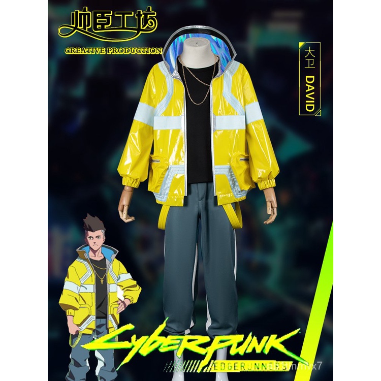Anime Cyberpunk Edgerunners David Martinez Cosplay Costume Stand Collar Jacket Hoodie Zipper Coat