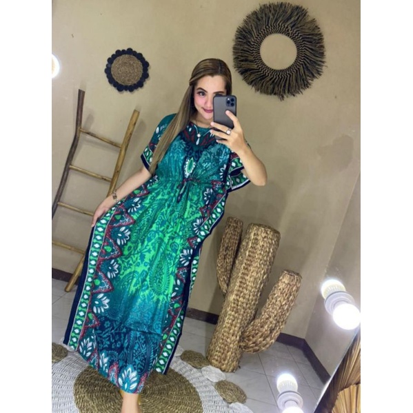 Dress Jumbo Daster Lowo Jumbo LD 150 Cm Tali Serut Dada Kain Satung Tebal Relpict