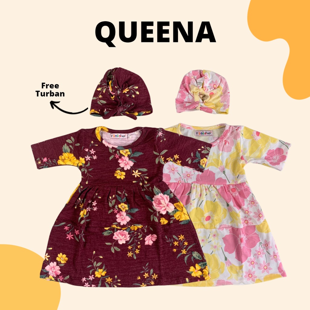 3-18BLN DRESS BAYI QUEENA + TURBAN by Bobo Kids