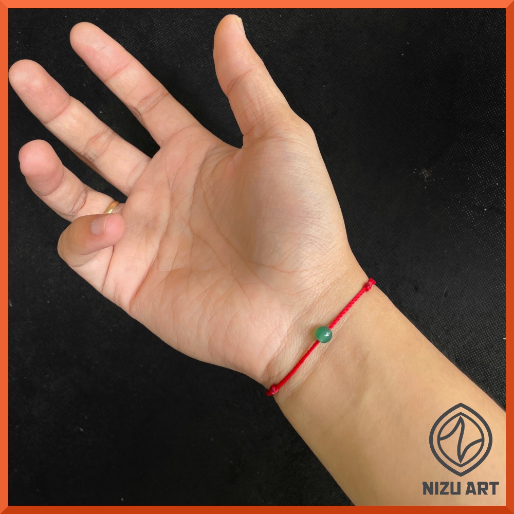 Nizu Art - Gelang Batu HIjau Giok Tali Merah