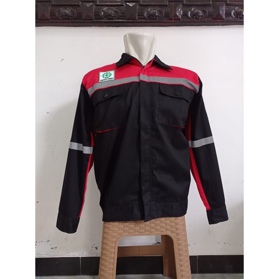 Seragam safety/baju proyek pria bordir alat berat/baju resleting pria/seragam kerja operator