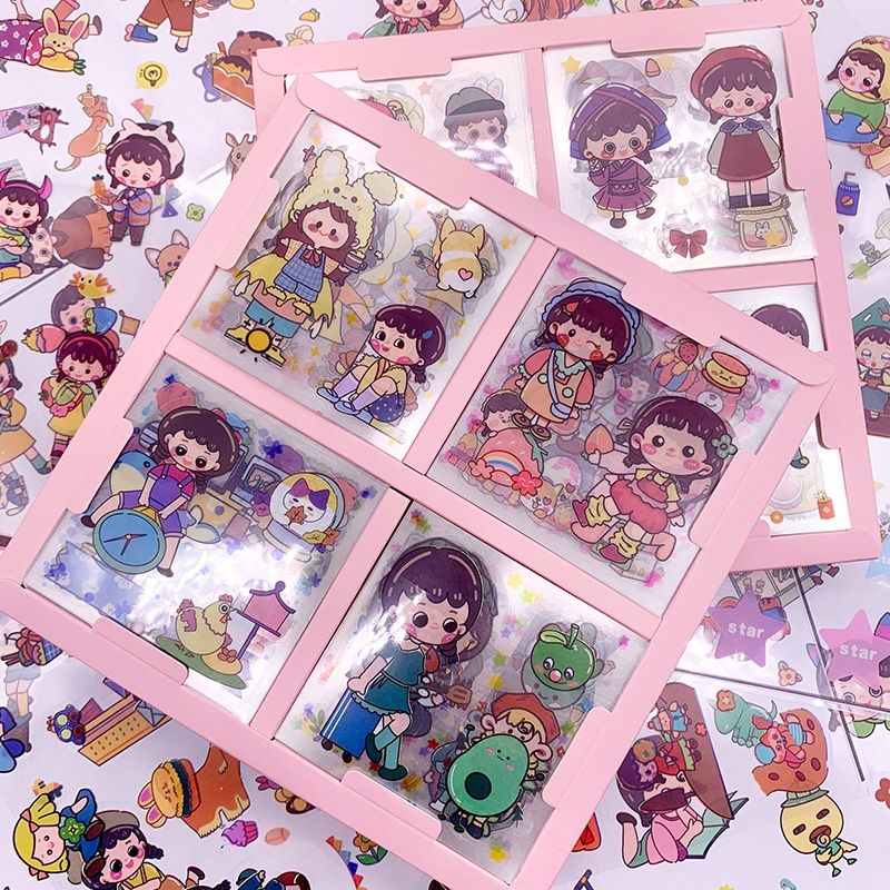 

4lembar korean ins stiker kartun lucu, washi stiker