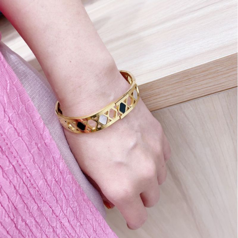 Gelang Titanium Premium Rosegold Bracelet Stainless Steel anti karat anti alergi TP-095