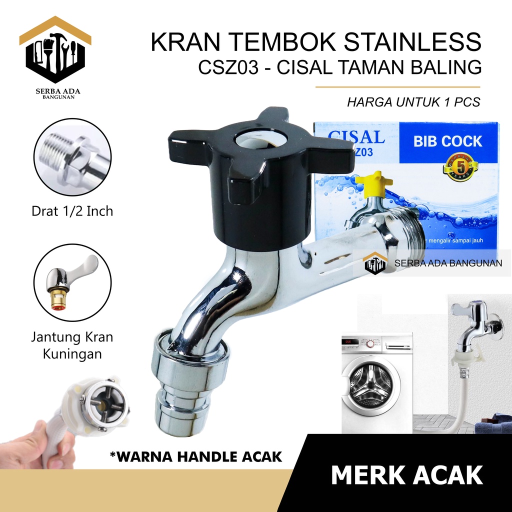 Keran Air Kran Air Mesin Cuci Wastafel Panjang Stainless Steel Tembok 2 Cabang Rumah Dapur Kunci