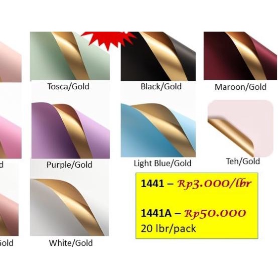 

20lbr flower wrapping paper - bi color golden cellophane 1441A - pink/gold