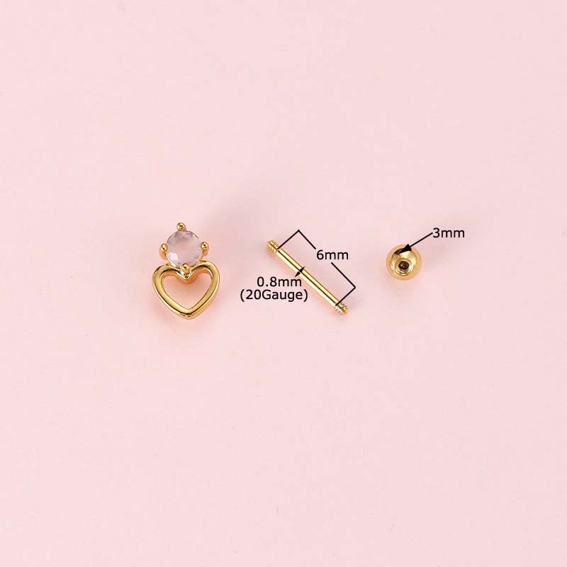 1pc Anting Stud Tindik Tulang Rawan Bentuk Planet Bahan Stainless Steel Warna Silver 20Gauge Helix Pinna Lobe Tragus