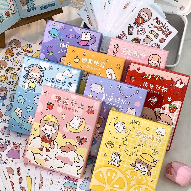 

[DZ] ST530 - 50 Pcs Lembar Set Sticker Kotak PET DIY Scrapbook Stiker Hias Lucu