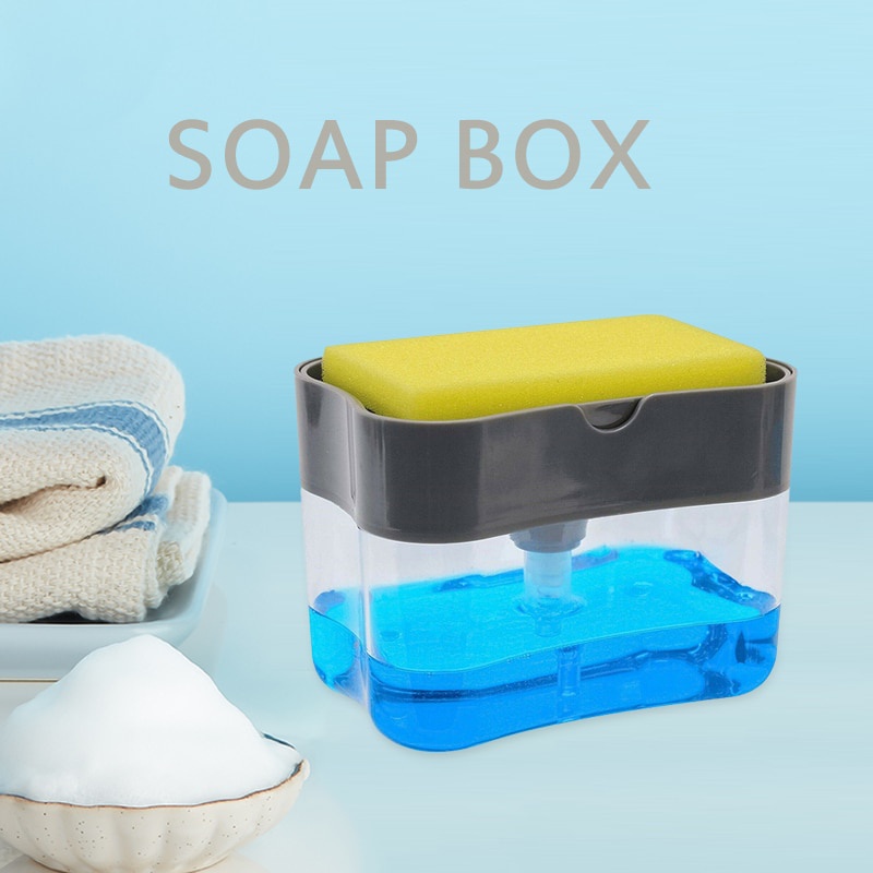 TOUCH SOAP DISPENSER TEMPAT SABUN CAIR CUCI PIRING + SPONGE SPONS BUSA