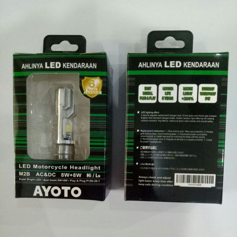 Lampu LED Motor Utama SOKET T19/H6 Arus AC DC Ayoto M2B PRO KP Bebek MatiK