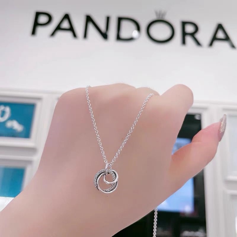 Pandora Kalung 925 Silver Dengan Liontin Bentuk Hati Kubik Zirkonia Untuk Wanita