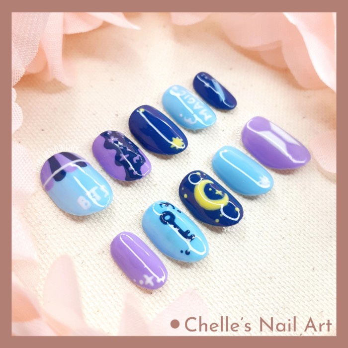 BTS Magic Shop Nails Kuku Palsu Custom Fake Nails Handmade Murah