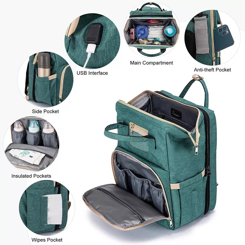 MH - Tas Travel Bayi Kasur Multifungsi Diaper Bag - Nurshing Baby Bag