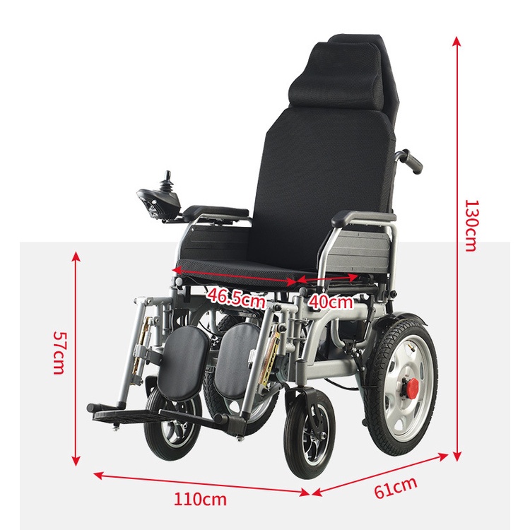 Kursi roda listrik remote control / kursi roda medis elektrik berbaring datar 30 ° mendaki daya tahan baterai 15 km