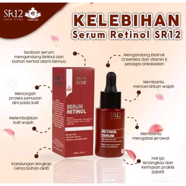 Retinol Serum SR12 Serum Wajah Retinol Mengatasi Jerawat Komedo Flek Hitam Melembabkan Mencerahkan Kulit Muka Original 100%