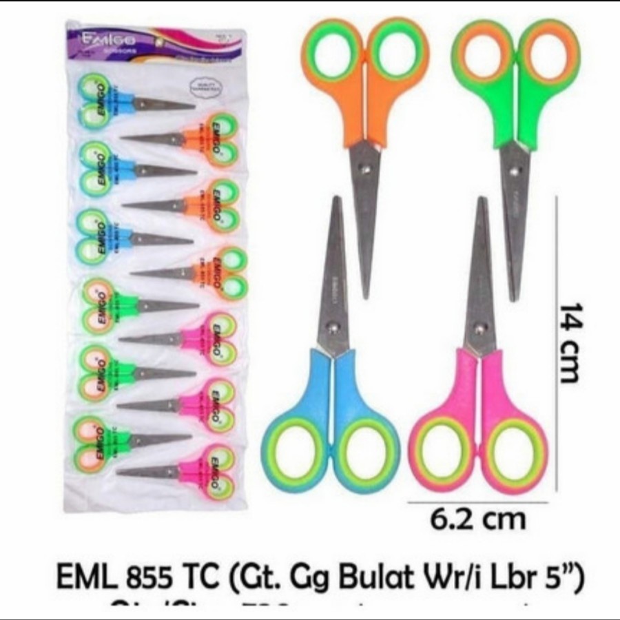 Gunting Kertas Sedang 14cm Tanggung Warna Scissors EML-855TC | cunvalla