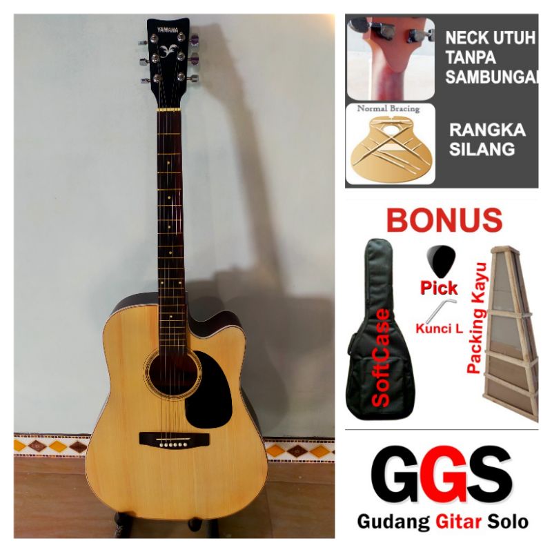 gitar akustik yamaha jumbo tanem besi rangka silang murah