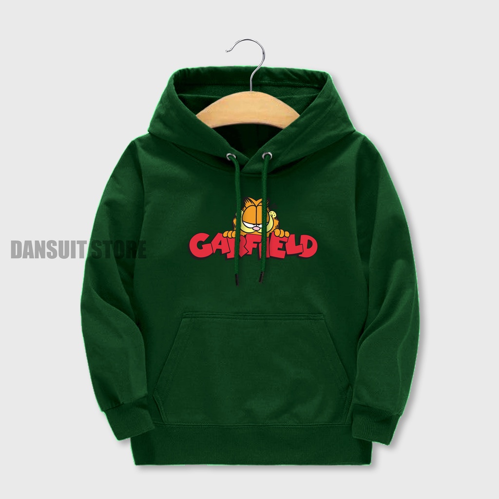 Sweater Hoodie Anak Laki-laki/Perempuan Usia 4 - 13 Tahun Hoodie Anak Motif Karakter Garfield Bahan Tebal